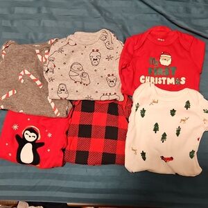 Set Of 6 Carter's Holiday Long Sleeve Onesies